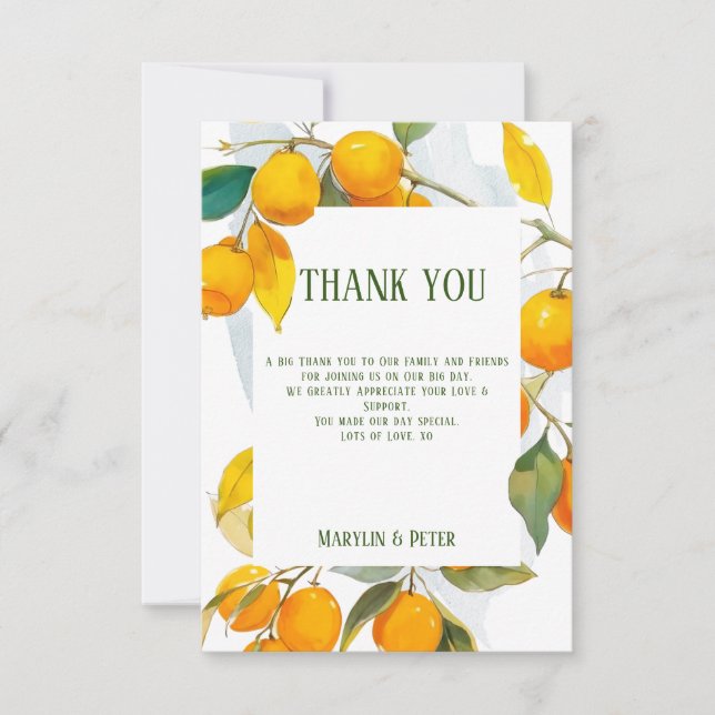 Carte De Remerciements Thème aquarelle orange Couleurs vives (Devant)