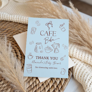 Carte De Remerciements Thème Café Bleu Bow Cafe Bebe Garçon Baby Shower