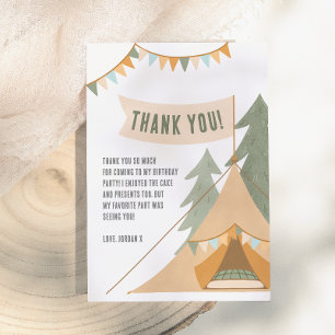 Carte De Remerciements Thème Camping Extérieur Aventure Garçon Anniversai