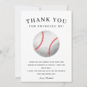 Carte De Remerciements Thème de baseball Fête d'anniversaire Enfants