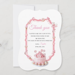 Carte De Remerciements Thème de bonbons Rose Donut