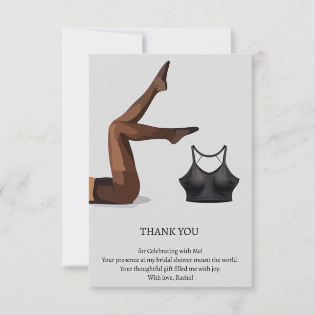 Carte De Remerciements Thème de douche de mariage Lingerie Chic (Devant)