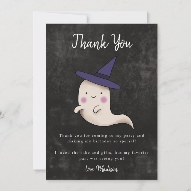 Carte De Remerciements Thème de fête d'anniversaire d'Halloween Little Bo (Devant)