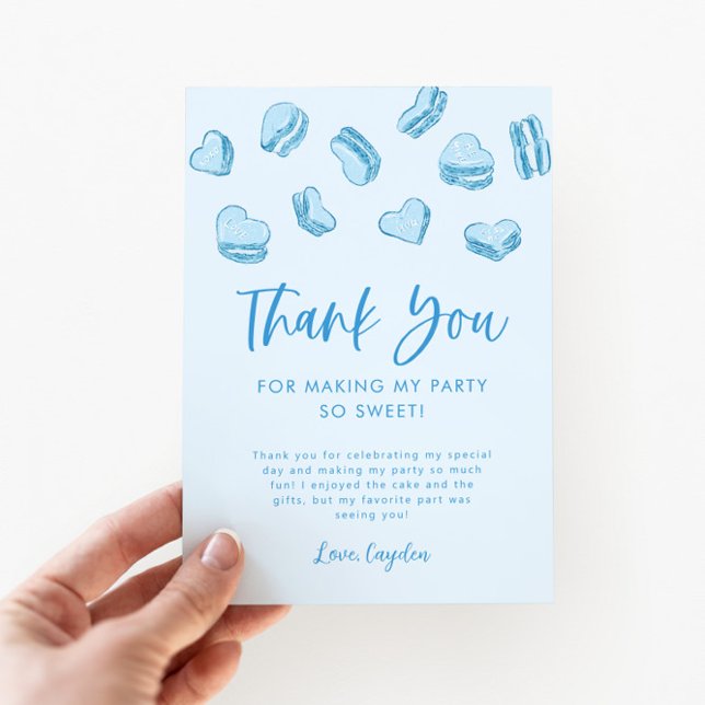 Carte De Remerciements Thème de la Saint-Valentin Cœurs bleus Fête d'anni (Créateur téléchargé)