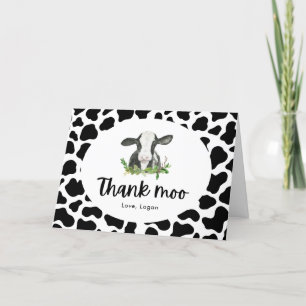 Carte De Remerciements Thème de la vache Anniversaire Remerciements Moo P