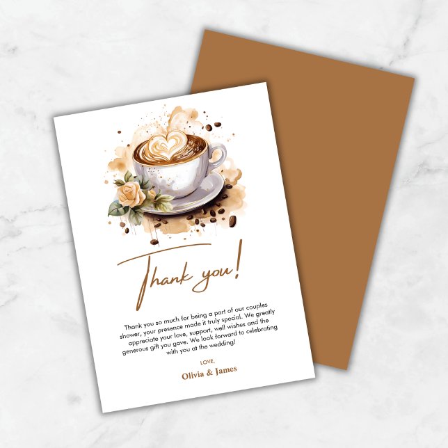 Carte De Remerciements Thème de mariage café Le mélange parfait pour coup (The Perfect Blend Coffee Wedding Couples Shower Thank You Card )
