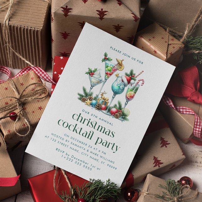 Carte De Remerciements Thème de Noël Fête de Cocktail de Noël (Créateur téléchargé)