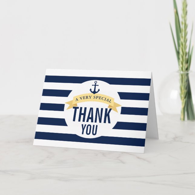 Carte De Remerciements Thème de style nautique Remerciement de célébratio (Devant)