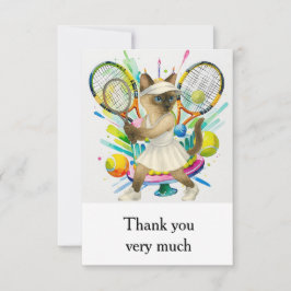 Carte De Remerciements Thème de tennis pour Amoureux de les chats siamois