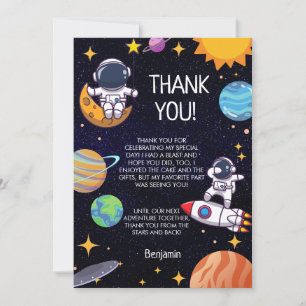 Carte De Remerciements Thème Espace Tout Âge Anniversaire