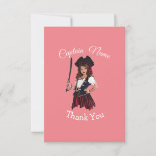 Carte De Remerciements Thème Girl Pirate