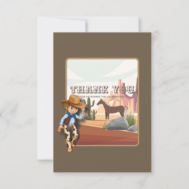 Carte De Remerciements Thème occidental howie anniversaire de cowboy (Devant)