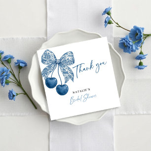 Carte De Remerciements Thème Quelque Chose de Bleu Nœud Bleu Baby Shower