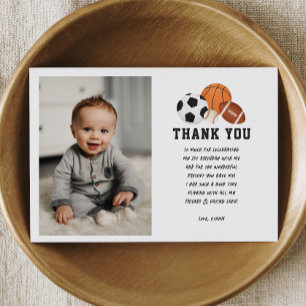 Carte De Remerciements Thème Sport Né 2 Ball Boy Anniversaire Photo