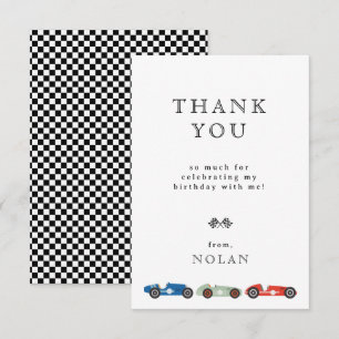 Carte De Remerciements Thème Voiture Race Rétro Anniversaire