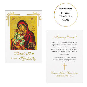 Carte De Remerciements Théotokos gracieuse Enfant-Christ Funérailles orth