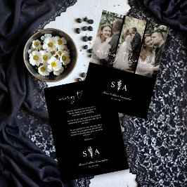 Carte De Remerciements Three Wedding Photo Collage Many Thanks Quote