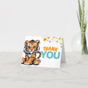Carte De Remerciements Tigre et Poster de animal de carton mignon - Blanc