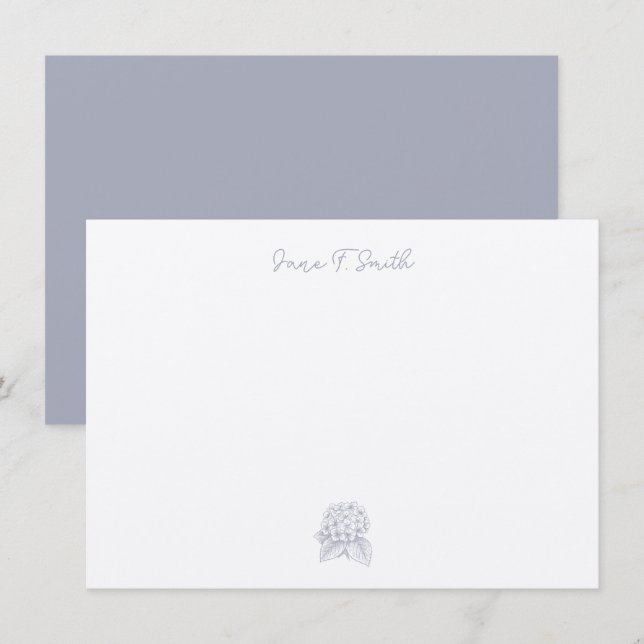 Carte De Remerciements Timbre d'icône bleu violet Hydrangea Fleur Stamp (Devant / Derrière)