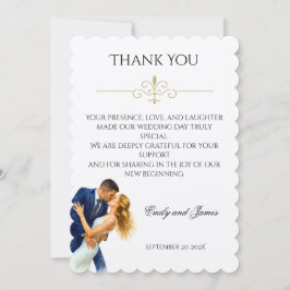 Carte De Remerciements Timeless Elegance Wedding Golden Romance Couple