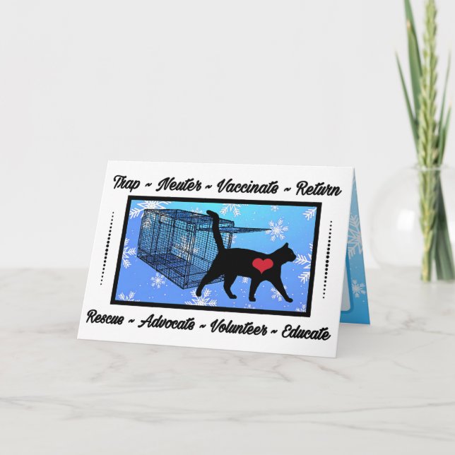 Carte De Remerciements TNR CAT Secourt Piège Neutre Retour XMAS Fêtes (Devant)