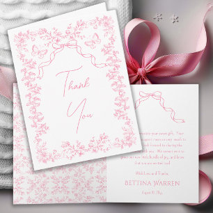 Carte De Remerciements Toile de Jouy Chinoiserie Papillons Baby Shower