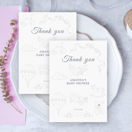Carte De Remerciements Toile de Jouy Nursery Baby Shower Thank you
