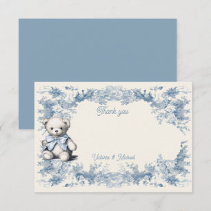 Carte De Remerciements Toile Floral Teddy Bear