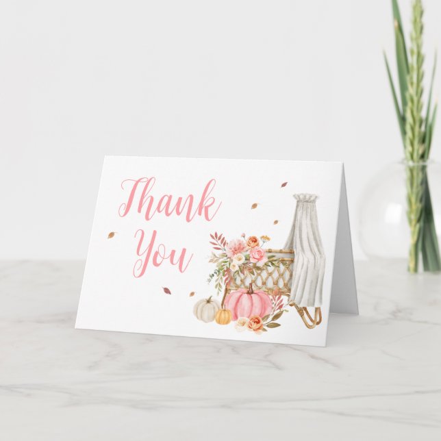 Carte De Remerciements Tomber dans l'amour Citrouille rose (Devant)