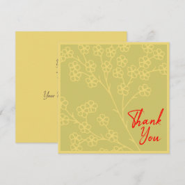 Carte De Remerciements Topaz jaune classique Floral Rouge or Texte