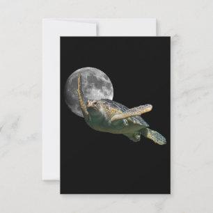 Carte De Remerciements Tortue de mer de la lune cosmique nager dans l'esp