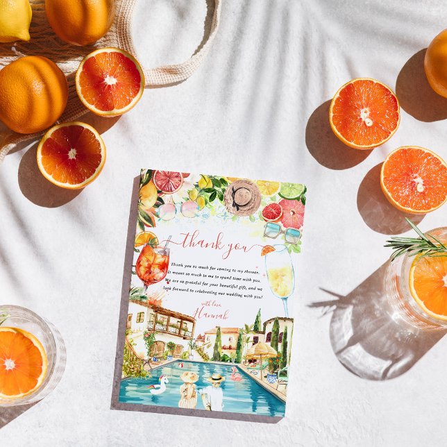 Carte De Remerciements Toscane Italie | Fête des mariées Spritz (Créateur téléchargé)