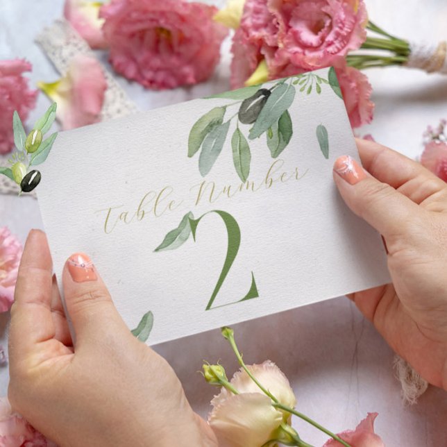 Carte De Remerciements Toscane moderne Olive Feuille Numéro de tableau (Créateur téléchargé)