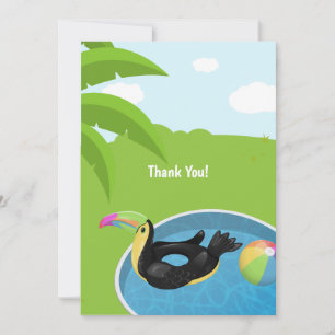 Carte De Remerciements Toucan Bird Floatie Pool Anniversaire