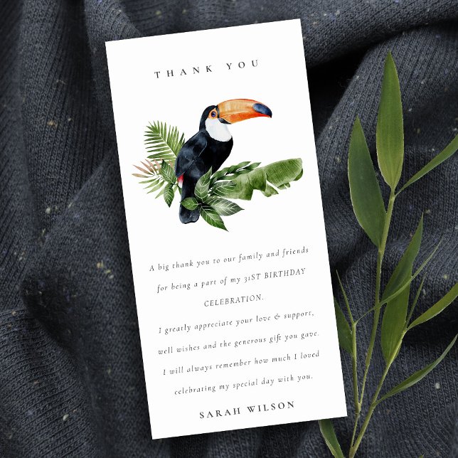 Carte De Remerciements Toucan de la Forêt Tropicale Humide Faune Annivers (Créateur téléchargé)