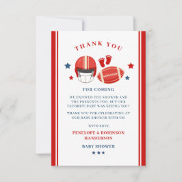 Carte De Remerciements Touchdowns et petits orteils, Baby shower de footb