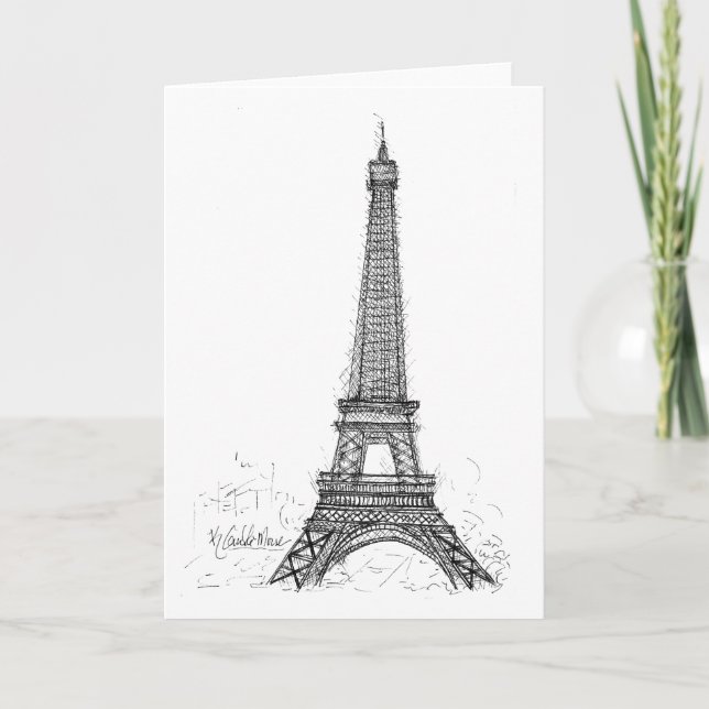 Carte De Remerciements Tour Eiffel Paris (Devant)