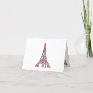 Carte De Remerciements Tour Eiffel Rose Rose Art Topianiste français