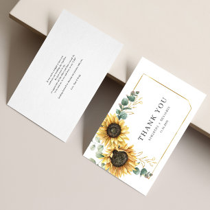 Carte De Remerciements Tournesol Eucalyptus Botanique Mariage floral