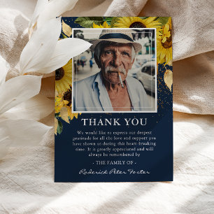 Carte De Remerciements Tournesol & Gold Sympathy Photo Keepsakée Marine
