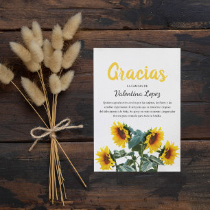 Carte De Remerciements Tournesol Gracias Simpatia   Sympathie espagnole