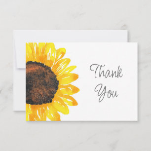 Carte De Remerciements Tournesol Peint À La Main