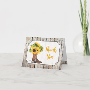 Carte De Remerciements Tournesols dans une Fête de Mariage de Chaussure d