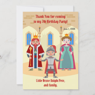 Carte De Remerciements Tournoi médiéval des Chevaliers Garçon fête d'anni