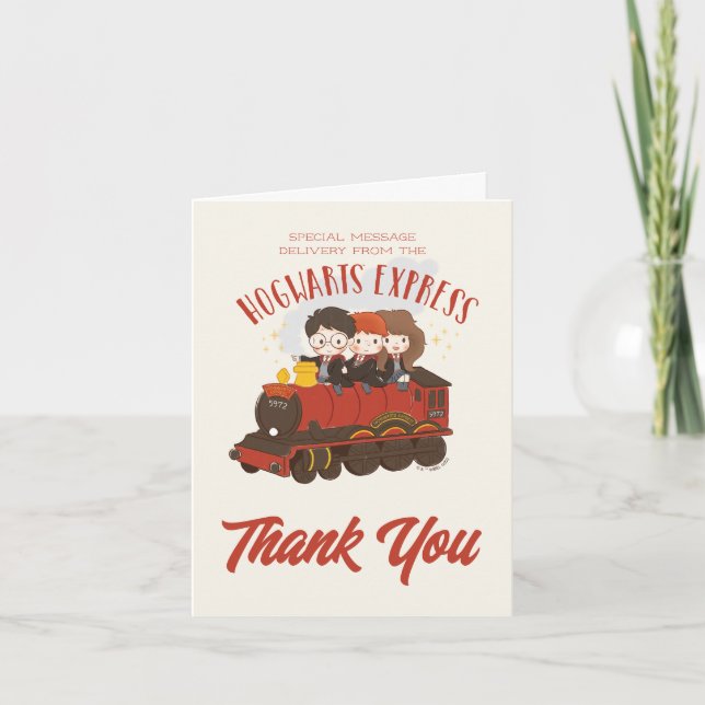 Carte De Remerciements Tout à bord de l'Express Hogwarts magique (Devant)