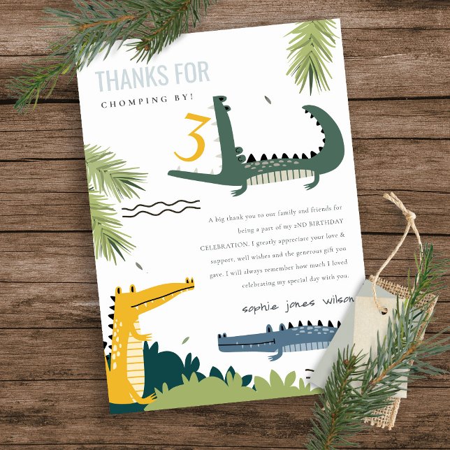 Carte De Remerciements Toutou Crocodile Marécage Anniversaire Enfants Tou (Créateur téléchargé)