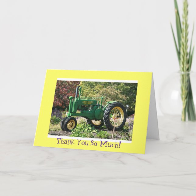 Carte de remerciements Tracteur vert (Devant)