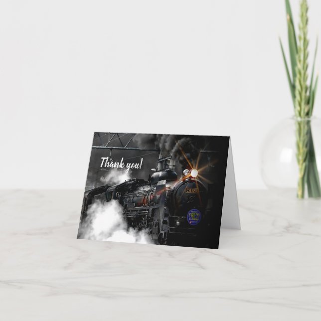 Carte De Remerciements Train à vapeur (Devant)
