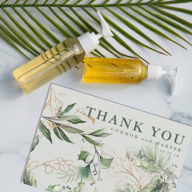 Carte De Remerciements Tranquil Eucalyptus Elegant Green Breezy Sea Glass (Créateur téléchargé)