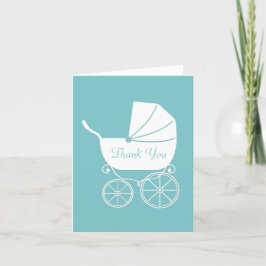 Carte De Remerciements Transport vintage Baby shower Cute Blue Boy